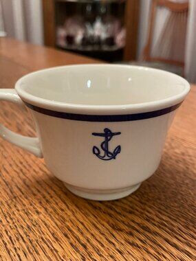 Vintage US Navy Anchor Blue and White Coffee Cup Mug by Homer Laughlin 7 ounces
